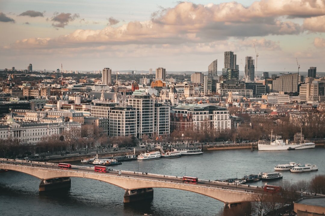 Aerial view of the London skyline in daylight