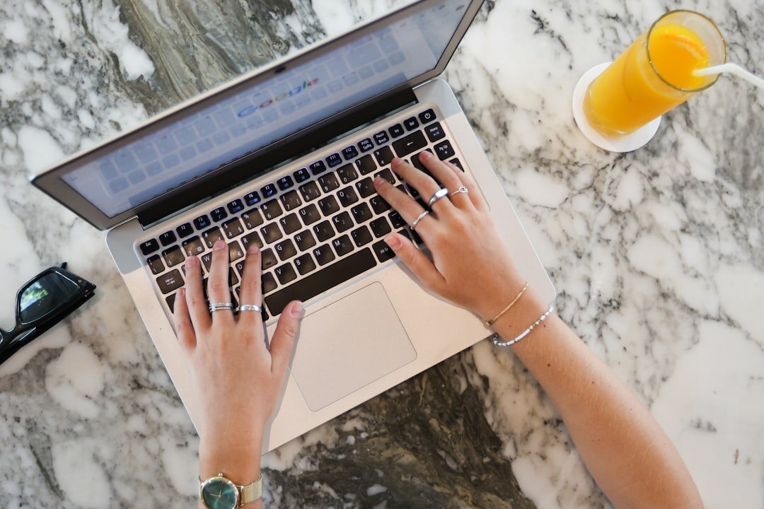 blogger working on laptop